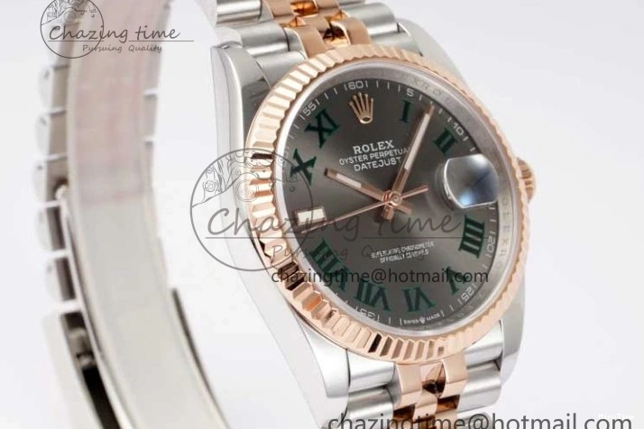 MiroTime 0504 DateJust 36 SS RG DIWF 1:1 Best Edition 904L Steel Gray Stick Dial on Jubilee Bracelet SA Original 2321